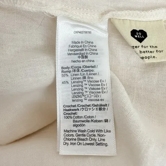 Madewell Peasant Top XS Ivory Linen-Blend Pintuck Boho Bubble Sleeves Babydoll - Picture 11 of 15